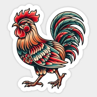 rooster tattoo drawing Sticker